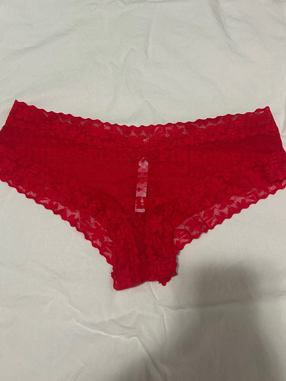 PINK Victoria's Secret Red Lace Boyshort